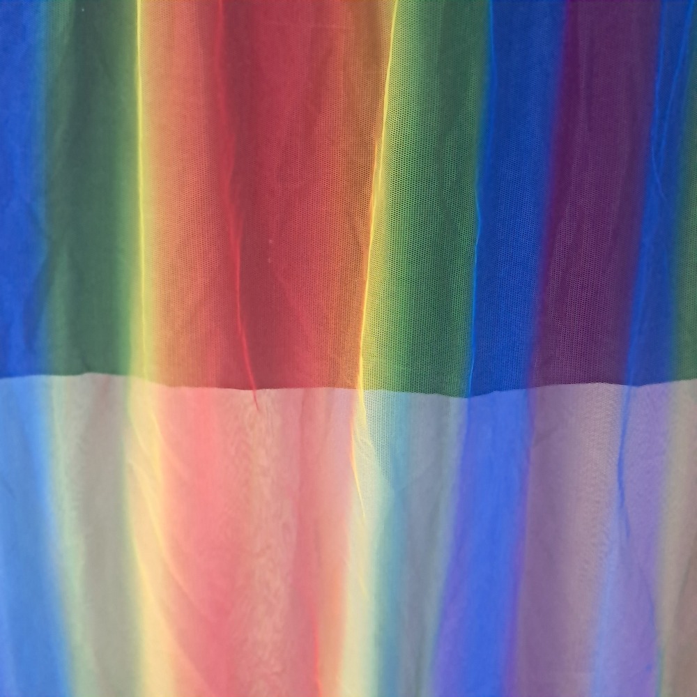 Rainbow Mesh Skirt Womens Small Y2K Indie Jewel-Tone Striped Midi Festival Wear - Picture 3 of 12